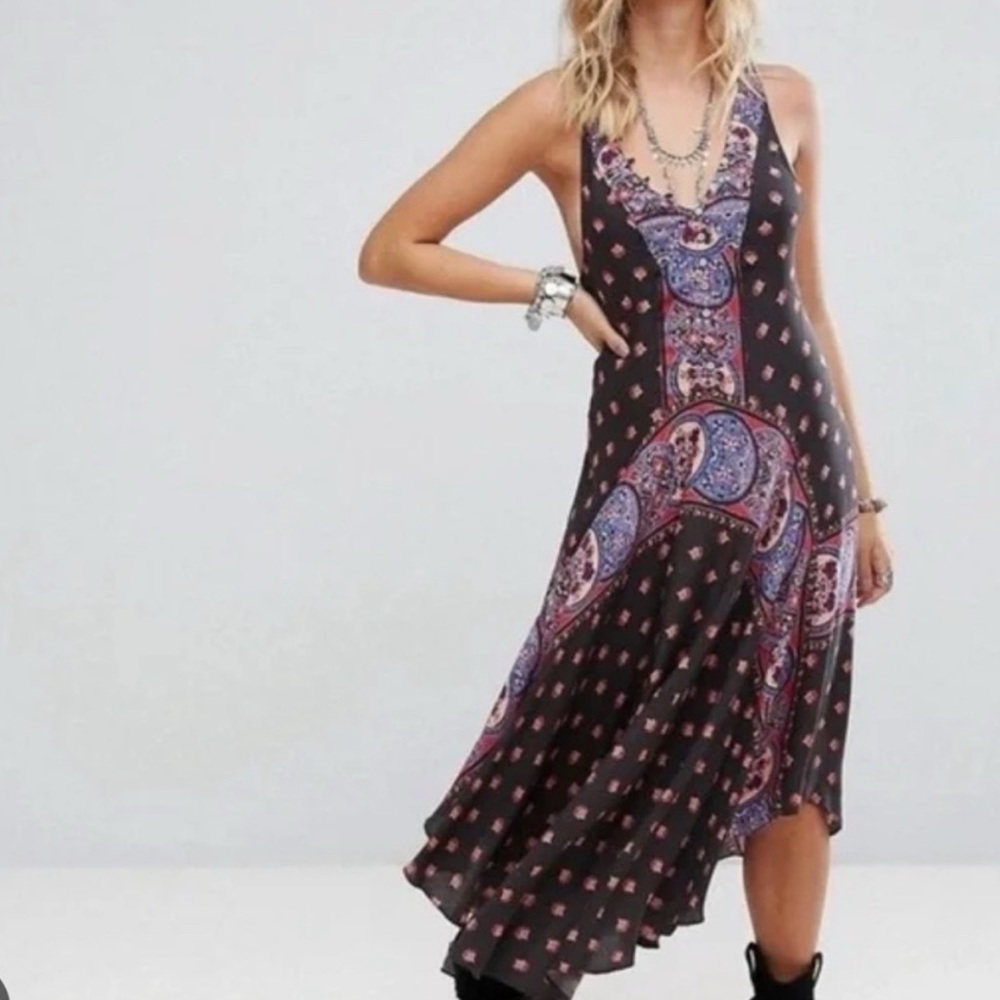 💕RARE💕Free People Black and Purple High Low Dress